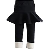 LOLANTA Girls Fleece Lined Leggings with Skirt Warm Winter Pants Kids Footless Ruffle Pantskirt