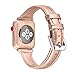 Secbolt Leather Bands Compatible with Apple Watch Band 38mm 40mm 41mm Iwatch SE Series 9 8 7 6 5 4 3 2 1 Slim Replacement Wristband Strap Stainless Steel Buckle, Rose Gold