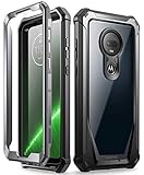 Moto G7 Rugged Clear Case, Poetic Full-Body Hybrid Shockproof Bumper Cover, Built-in-Screen Protector, Guardian Series, DO NOT FIT Moto G7 Power Or Moto G7 Play, Black/Clear