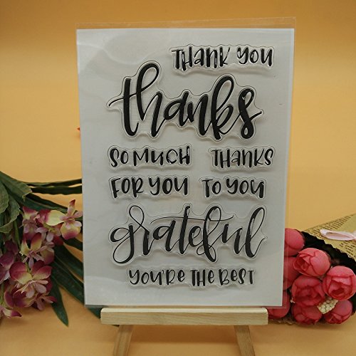 WooYangFun Joyful Home 1pc Thanks Sentiment Rubber Clear Stamp for Card Making Decoration and Scrapbooking