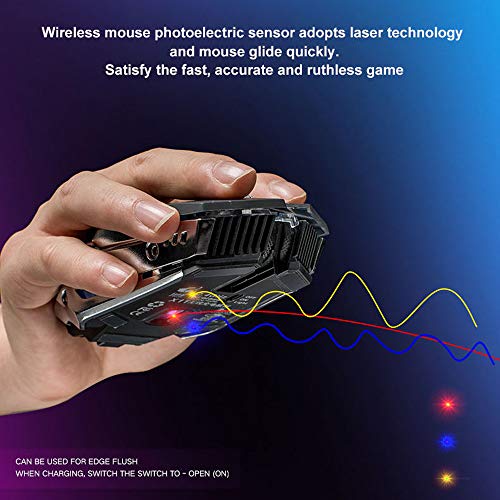 Wireless Mouse + USB Receiver for Laptop PC,2.4GHz 1600DPI 6 Buttons Mechanical Mute Rechargeable LED Backlit Mice (Stars Black) - Thumbnail 4