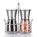 T·G·Y TGY Salt and Pepper Grinder Set with Stand Adjustable Coarseness Salt & Pepper Shakers Glass Mill Brushed