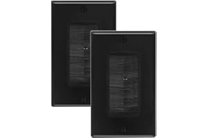 LEENUE Brush Wall Plate, Single Gang Wall Plate Cable Pass Through for Low Voltage Wires, Cord Hider for Wall Mount TV, 2-Pack, Black