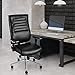 Executive Office Chair High Back Bonded Leather Desk Chair with Adjustable Armrests and Sliding Spring Seat (Black)