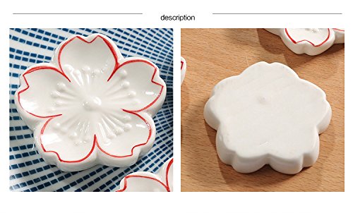 CHOOLD Elegant Cherry Blossom Ceramic Chopsticks Rest Rack Dinner Spoon Stand Knife Fork Holder,Sakura Chopsticks Stand(Set of 6) - Thumbnail 4