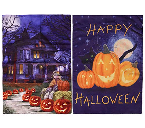 CandyHome 2 Pack Halloween Garden Flags 12 x 18 Inches Double Sided Happy Halloween Flag, Decorative Pumpkin House Yard Flags - Thumbnail 7