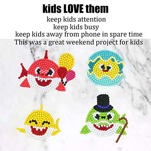 baby shark 5D Diamond Painting for Kids, Painting by Number Kits for beginer, Arts Crafts Supply, Rhinestone Mosaic Making starter set fine motor skills Gifts for Christmas Birthday Valentine's Day - Thumbnail 2