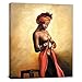 Sexy Naked African Americans Girl Printed Painting on Canvas Wall Art Nude Prints Picture for Home Decoration or Hotel Framed (50x60cm)