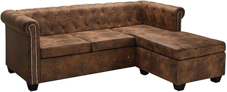 Vidaxl Chesterfield Sofa L Form Wildleder Optik Braun Wohnlandschaft Ecksofa Amazon De Kuche Haushalt Wohnen