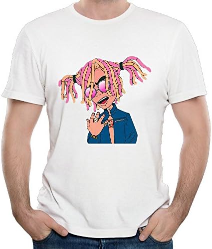 HAOXIANG LIL Pump Mens Digital Printing Funny Cotton Short-Sleeved Shirt White L