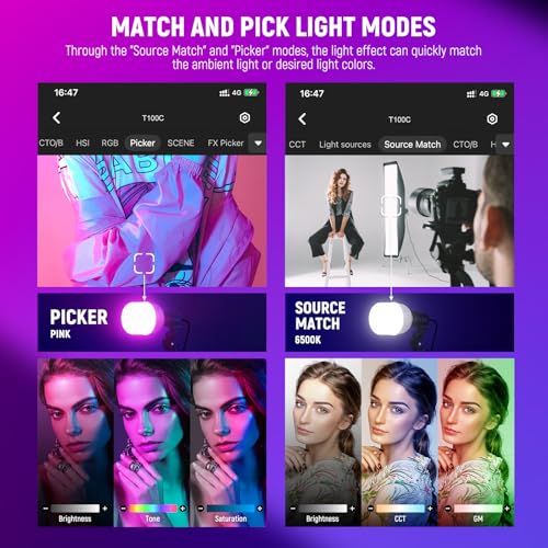 Neewer RGB Softbox Lighting Kit with App Control & 9 Effect Modes, 2 Pack 24W CE/UKCA Certified LED Bulbs CRI93+ TLCI98+, E27 Porcelain Sockets, 24" Softboxes, for Studio Photography Lighting, NK800