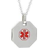 My Identity Doctor - Medical Alert Womens Mens Necklace with Pendant - Custom Engraving for Diabetes Warfarin Dialysis Stroke Pacemakers