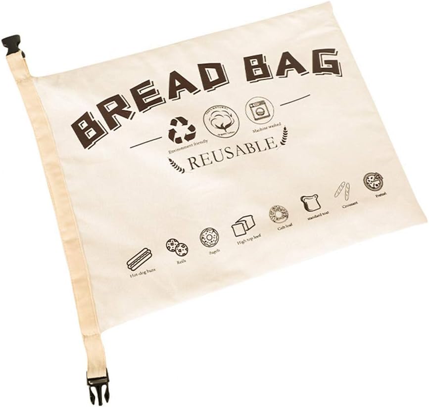 iSpchen Linen bread bag, breathable reusable storage bag for homemade
