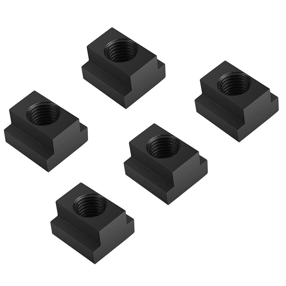 5 Pcs 45 Steel T Slot Nuts M16 Threads Black Oxide Finishing Metric T-slots Nuts High Hardness for Machine Tool Tables