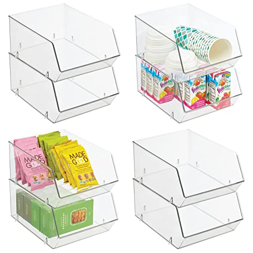 mDesign Plastic Stacking Food Storage Bin for Kitchen Pantry
