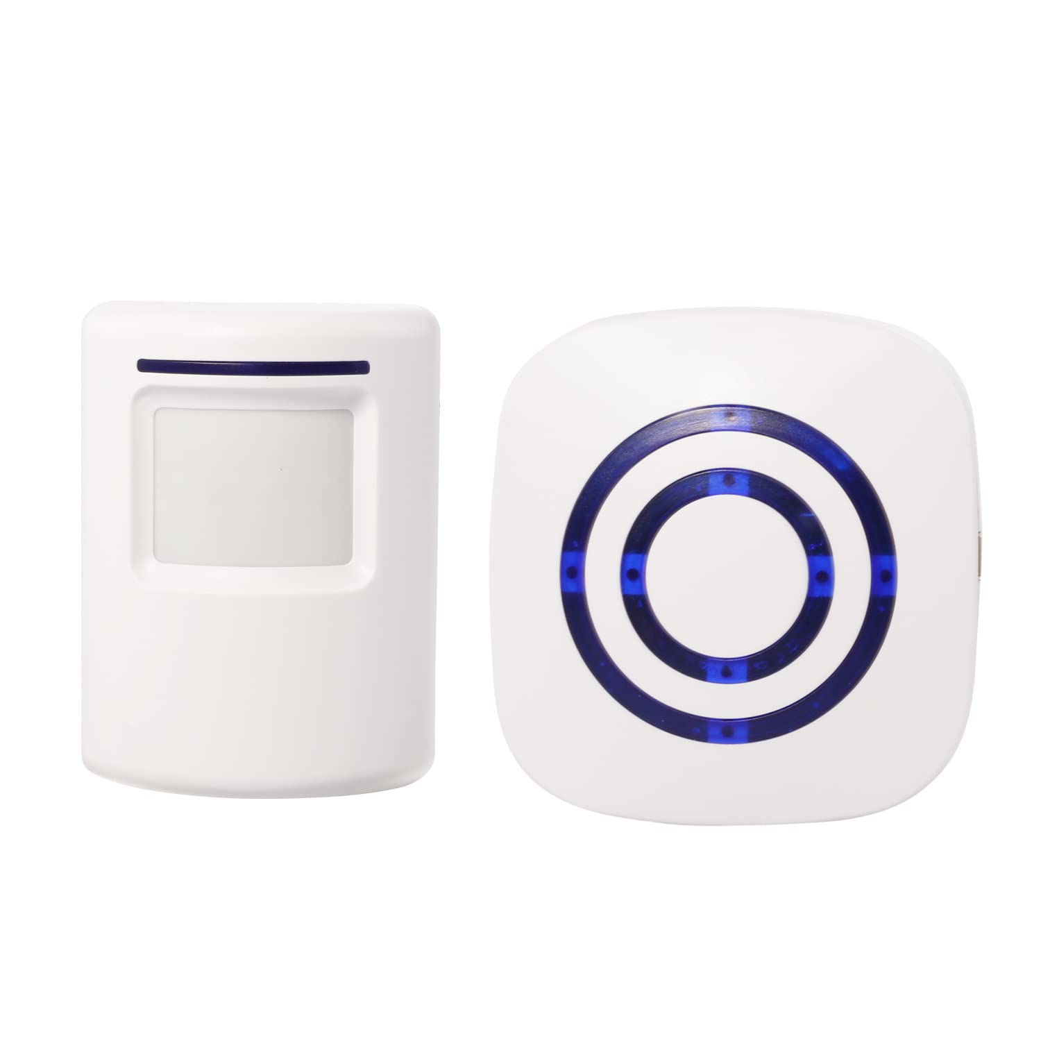 SCOOLR Home Security Wireless Driveway Alarm 1 Plug-in Receiver and 1 PIR Motion Sensor Detector Infrared Alert System Kit-LED Indicators (a, White)