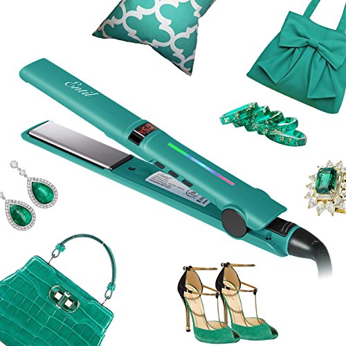 Hair Straightener, Entil Flat Iron with 1 inch Ionic Ceramic Titanium Plates, Professional Salon Tool, Dual Voltage, Digital Controls for Women with Curly Long Short Thick Fine Thin Wavy Hair Travel