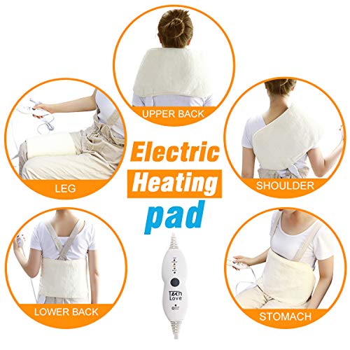 Tech Love Waist Heating pad for Lower Back Pain, Shoulder, Leg, Stomach Cramp Relief with Elastic Bands, Gel Pack for Hot or Cold Therapy, Mutifuctional, Reusable, Portable Heat Wrap, Off-White