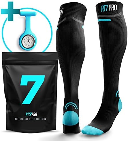 Compression Socks for Nurses + FREE Nurse Watch - BEST Gifts for Nurses - Perfect Nurse Accessories Kit - Graduated Fit to Prevent Varicose and Plantar Fasciitis - Nurse Compression Socks Women & Man