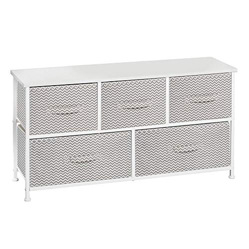 mDesign Extra Wide Dresser Storage Tower Sturdy Steel Frame, Wood Top