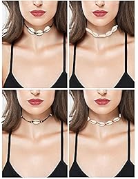 Hicarer 10 Pieces Bohemia Shell Pearl Choker Necklace Handmade Hawaii Beach Necklace Set Adjustable Cord Necklace for Girls Ladies