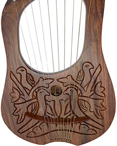 image for B New AAR Lyre Harp 4 Birds Rosewood 10 Strings Hand Engraved/Lyra Har
