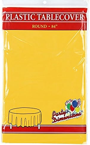 Sunshine Yellow Round Plastic Tablecloth - 4 Pack - Premium Quality Disposable Party Table Covers for Parties and Events - 84” - By Party Dimensions