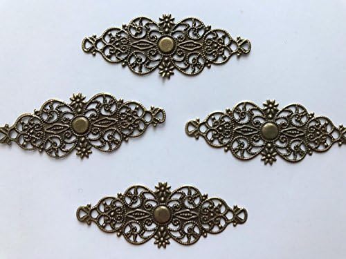 MINI Embellishment Antique Bronze Shape Oval Scrapbooking Paper Filigree Metal Art Craft Tools Making Stamping Lace Small 1" X 2 1/2" Set of 25 Pcs