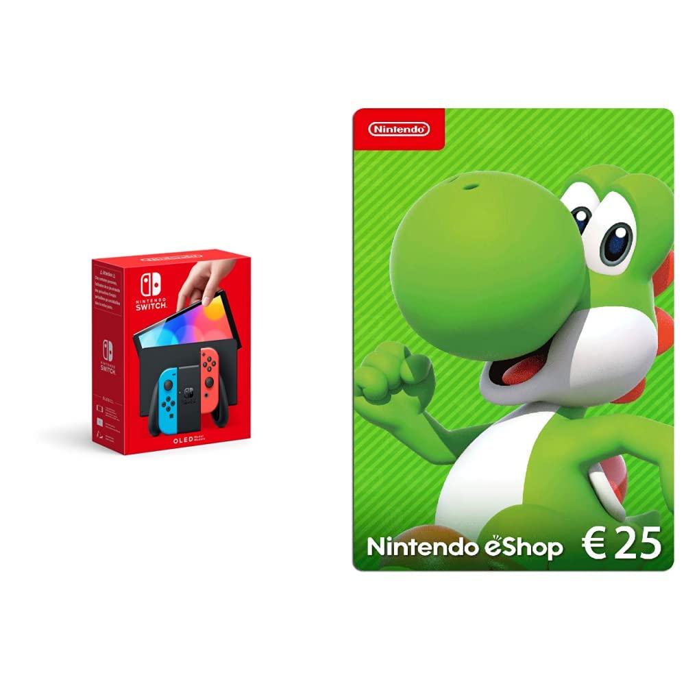 Nintendo-Switch-version-OLED-Azul-NeonRojo-Neon-Nintendo-eShop-Tarjeta-de-regalo-25E-Codigo-de-descarga