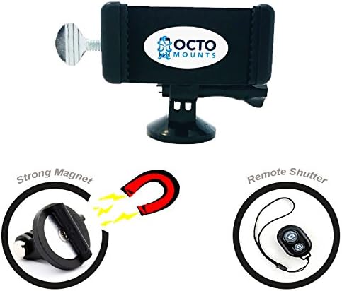 Octo Mounts - Magnetic Tripod Mount with iOS/Android Remote Bluetooth Shutter for Smartphone or Action Cameras. Compatible with GoPro, iPhone, Samsung Galaxy, Google Pixel, HTC, Android, etc.