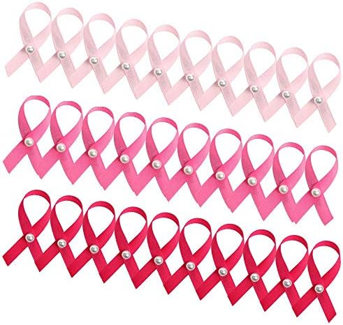 30Pcs Breast Cancer Brooch Pink Awareness Pearl Lapel Pin Support Women Jewelry