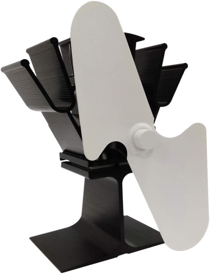 YQYL Fireplace fan Silent flue duct 2-blade stove fan Desktop hot air stove for wood Log burners Fireplace Chimney,White