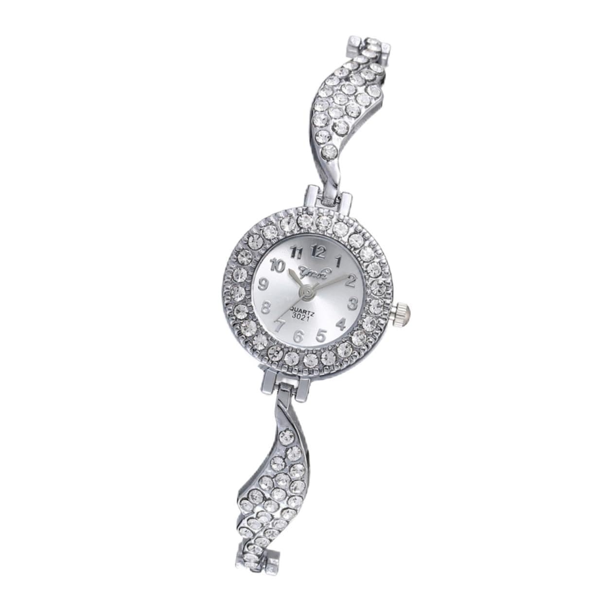 Beaupretty Fashion Rhinestone Quartz Watch for Women Elegant Bangle Bracelet Comfortable Daily Wear for Parties Dates and Casual Outings