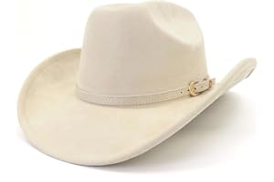 JOTDEW Cowboy Hat Cowgirl Hat Men's & Women's Wide Brim Felt Fedora Hat with Buckle Belt Western Cowboy Hat for Women