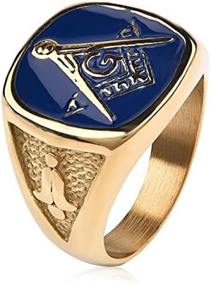 Horrenz Vintage Blue Ma-so-ni-c S-ig-net Rings for Men Jewelry Gold Color Stainless Steel Ring Male Punk Gothic Party Gifts [11]