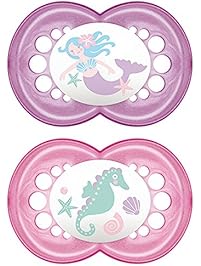 MAM Pearl Orthodontic Pacifier, Girl, 6+ Months, 2-Count