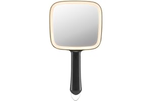 BEFUI Lighted Handheld Mirror with Linear Lighting, Battery-Operated Travel Vanity Mirror (Black,11''x6.2'')