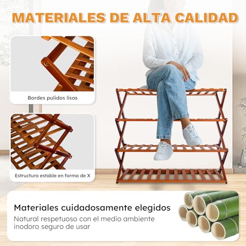 JESUS zapatera Plegable, No Requiere instalación, 4 Capas, 12-16 Pares | Organizador Zapatos de instalación Libre de 4 Capas, 12-16 Pares de Zapatos, Zapatera para Dormitorio, Puerta, Sala de Estar