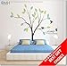 OMH Oh My Home Wall Decal Family Tree Wall Art Decor with Photo Frame, Love Quotes and Growth Chart for Kids