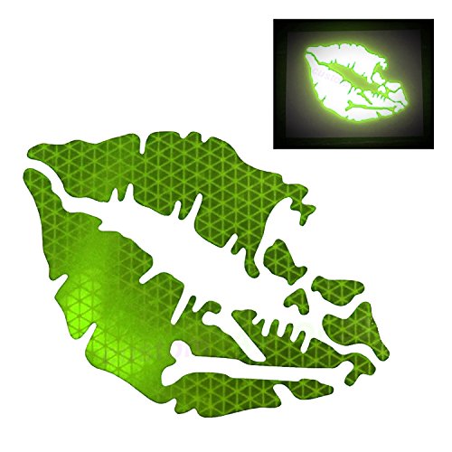 customTAYLOR33 High Intensity Reflective Vinyl Death Kiss Skull Crossbones Lips Decal Bumper Sticker - cars, motorcycles, helmets, wind screens, laptops, cellphones, (SE Lime Green, 6 inch wide)