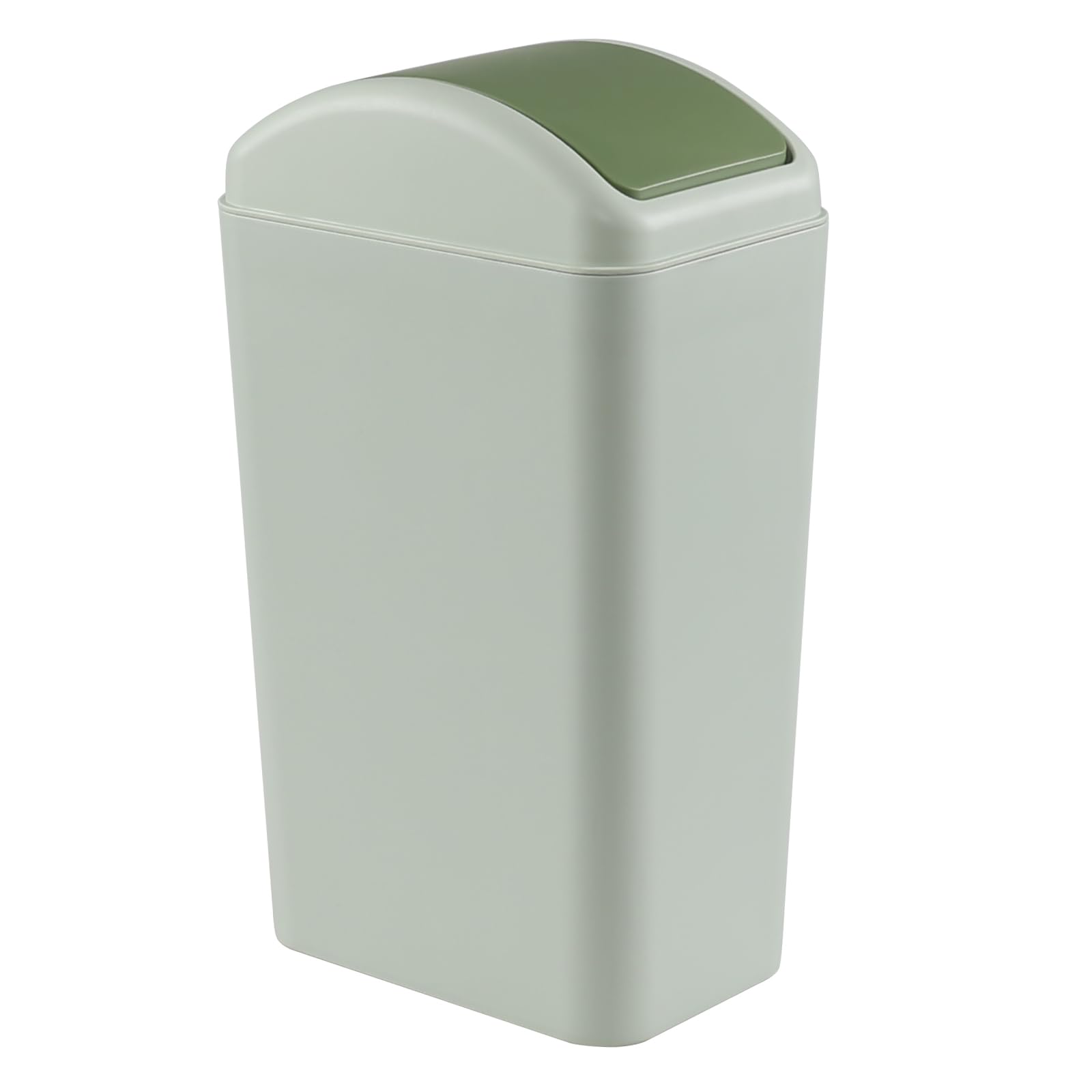 Photo 1 of Easymanie 12 L Slim Garbage Can, Small Plastic Trash Can with Swing Lid, 1 Pack (Green)