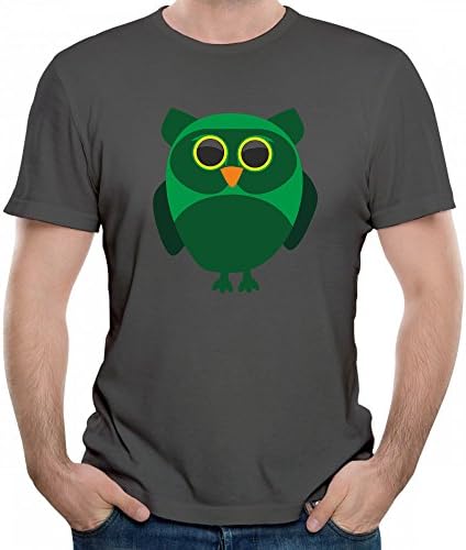 Sowa Owls Bird Graphic Tee Men T Shirt Short Sleeve Grey L