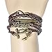HITOP Jewelry Mens Womens Leather Bracelet, Anchor Love Will Charm Bangle, Brown