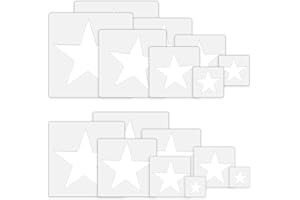 Abnaok 16pcs Star Stencils for Crafts, Plastic 5 Point Star Stencil Star Templates Stars Stencil Template Pentagram Stencil Large Star Stencils for Painting on Wall Window Home Decoration DIY Crafts