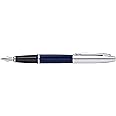 Cross Calais Chrome/Blue Lacquer Fountain Pen with Stainless Steel Medium Nib