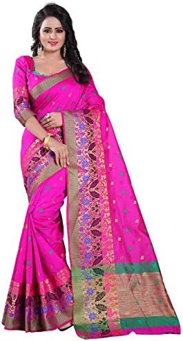 Vedant Vastram Women's Poly Silk Printed Saree With Blouse Piece