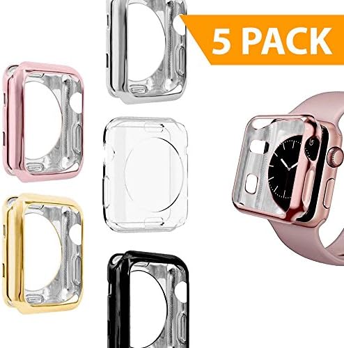 Mobling designed Apple Watch [SERIES 3] Case - Ultra Slim [for 42 mm] TPU [5 PACK] Flexible Lightweight Case Protective Bumper Cover for iWatch