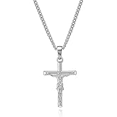 Rnivida Gold Plated Crucifix Cross Pendant Necklace for Men Women, Catholic Jewelry