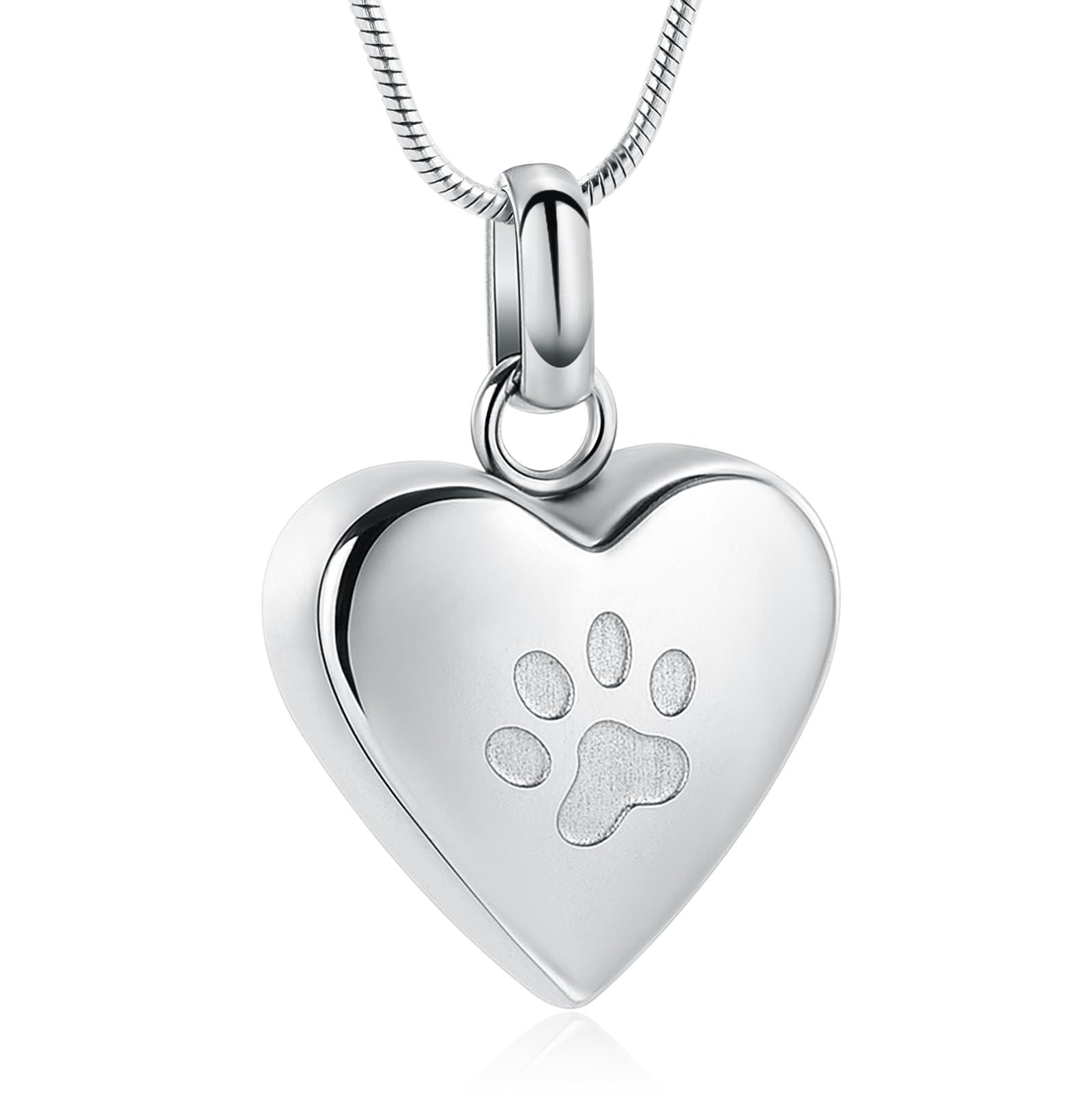 Pet Cremation Jewelry - Paw Print & Heart Urn Pendant Necklace Memorial Keepsake for Dog's & Cat's Ashes