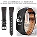 Mornex Leather Band Compatible with Fitbit Charge 3/ Charge 4, Replacement Genuine Leather Bands for Women Men(Black-Black Buckle)